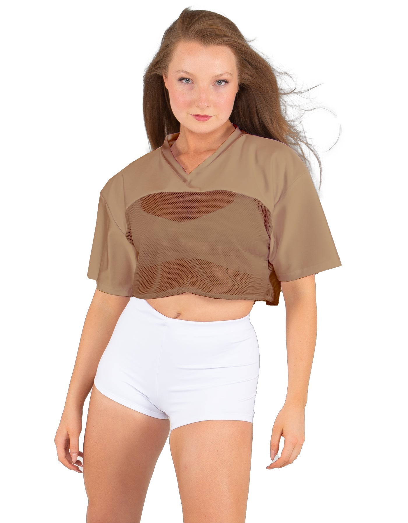 Lycra and Sport Mesh Squad Goal Yoke Tee
