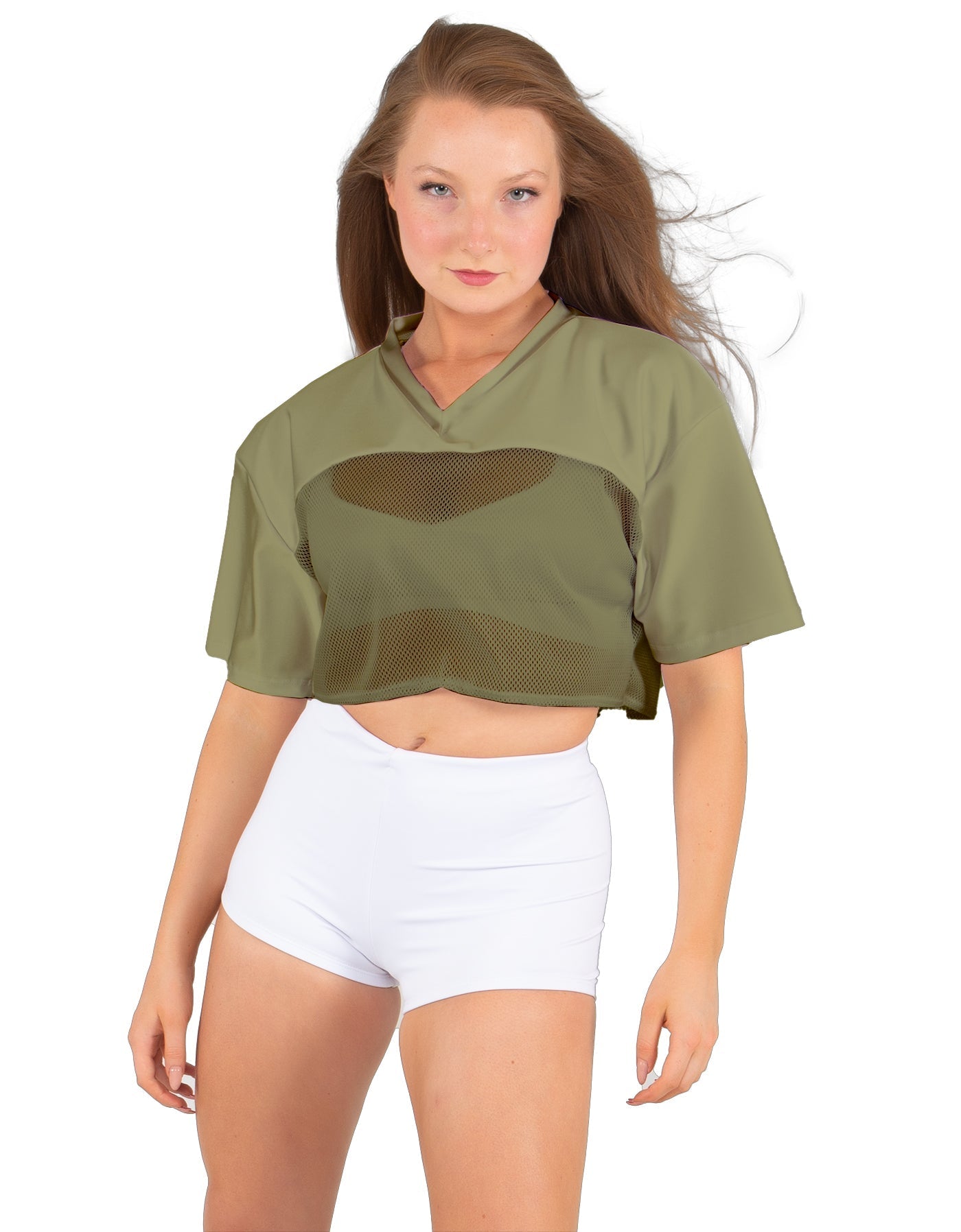 Lycra and Sport Mesh Squad Goal Yoke Tee