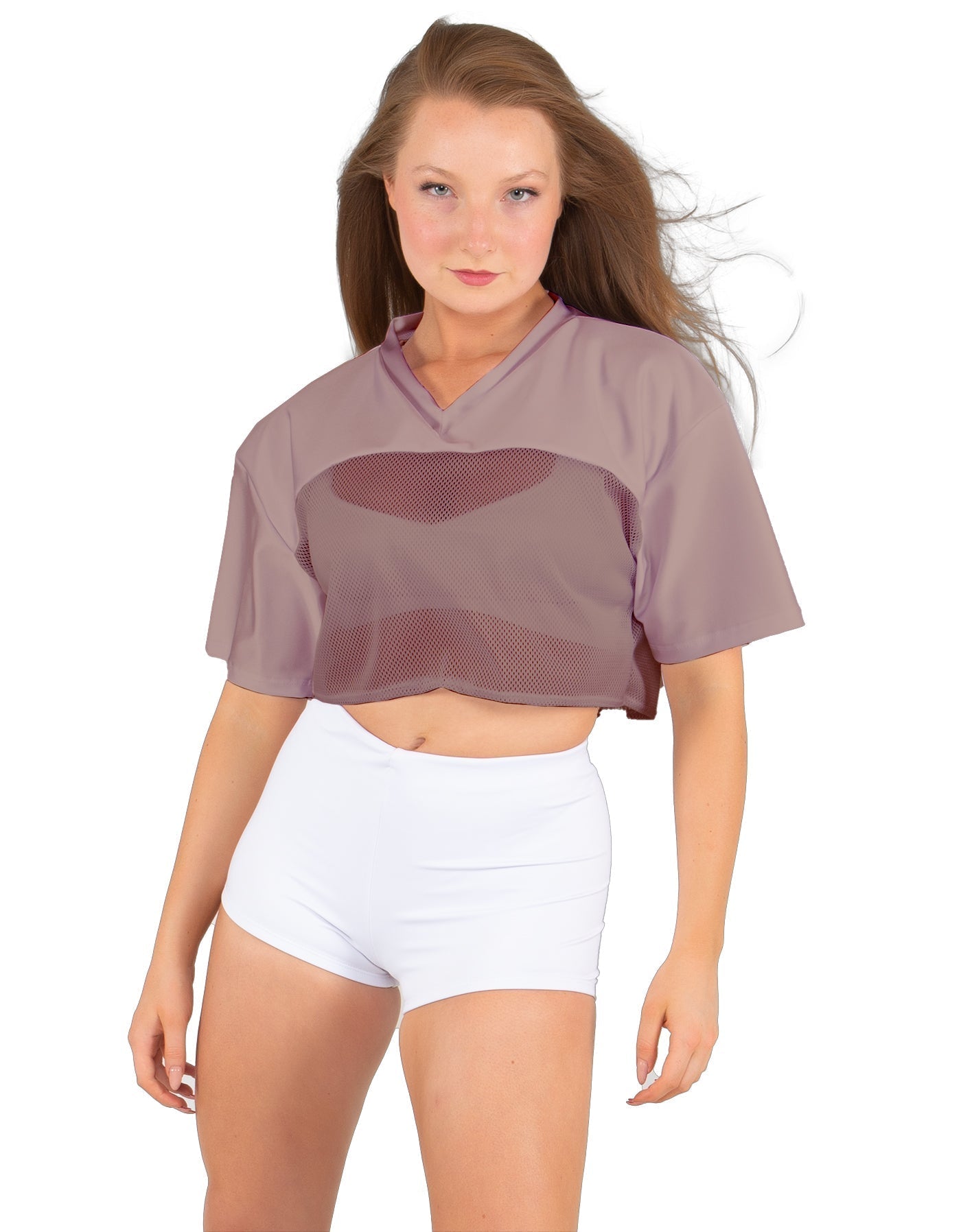 Lycra and Sport Mesh Squad Goal Yoke Tee