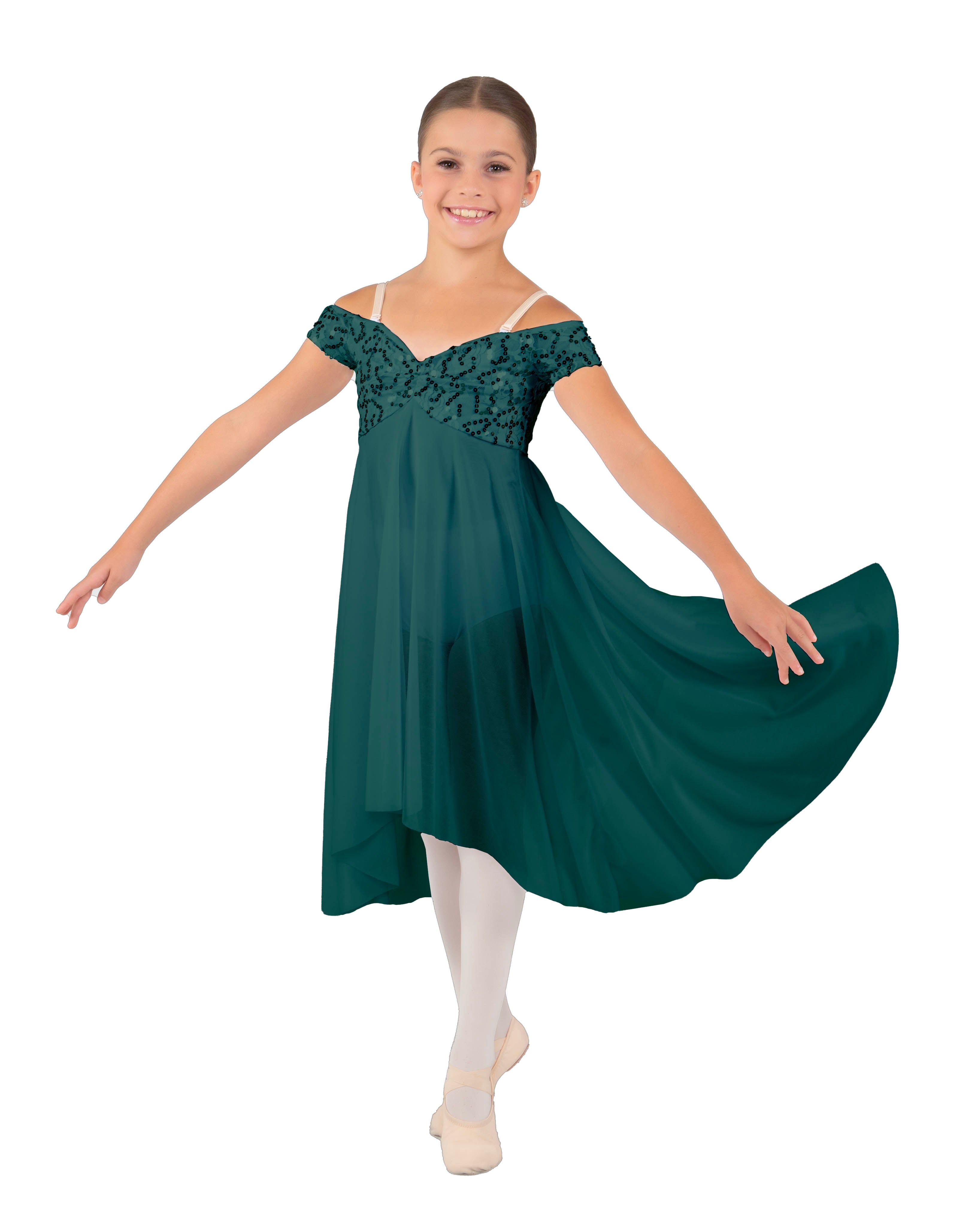 Solid Sequin Lace and Chiffon Propriety Dress