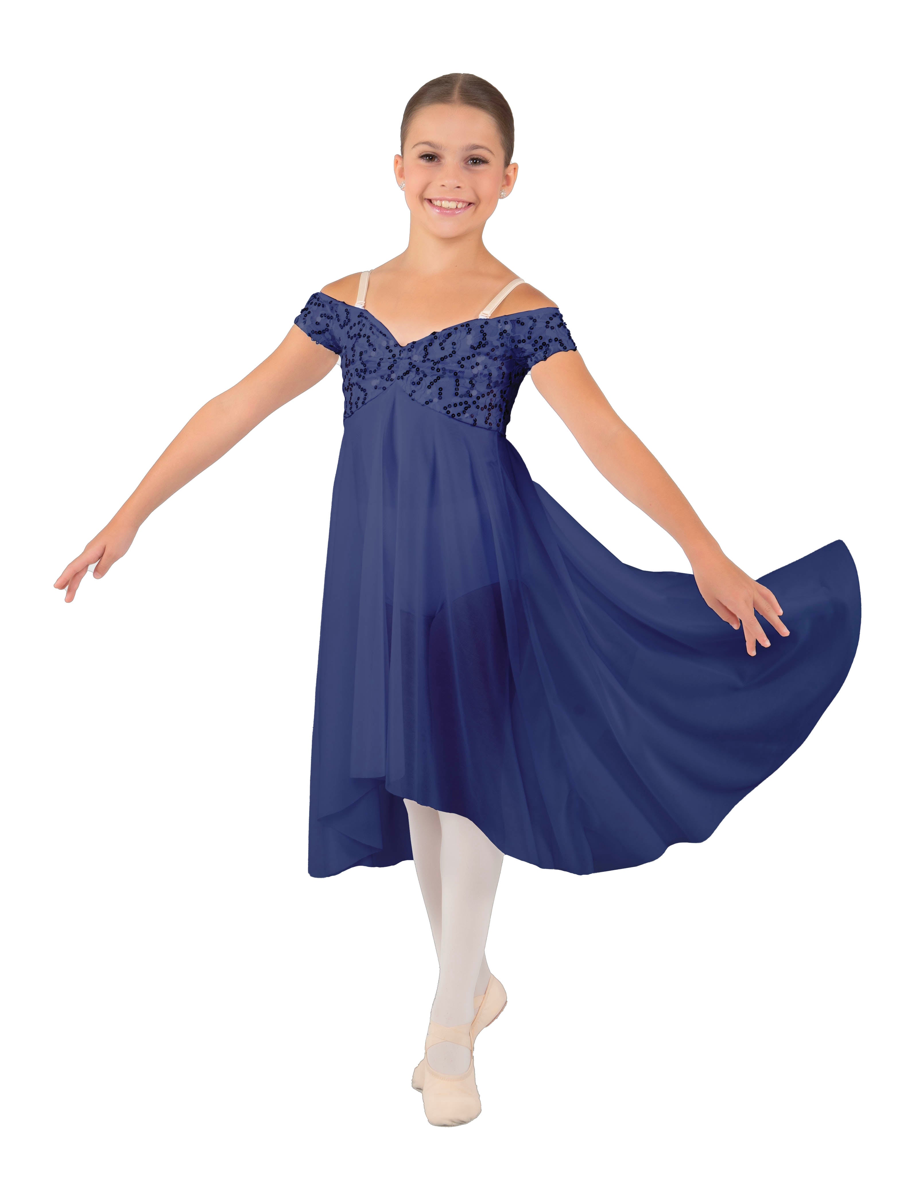 Solid Sequin Lace and Chiffon Propriety Dress
