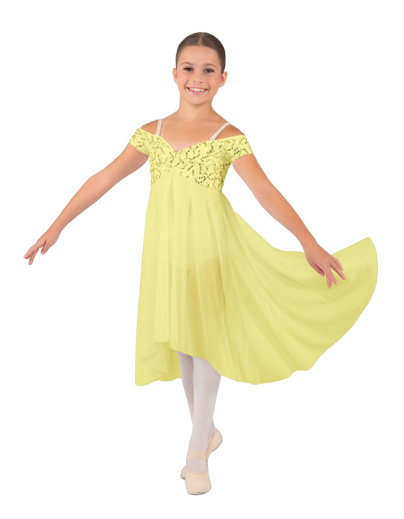Solid Sequin Lace and Chiffon Propriety Dress