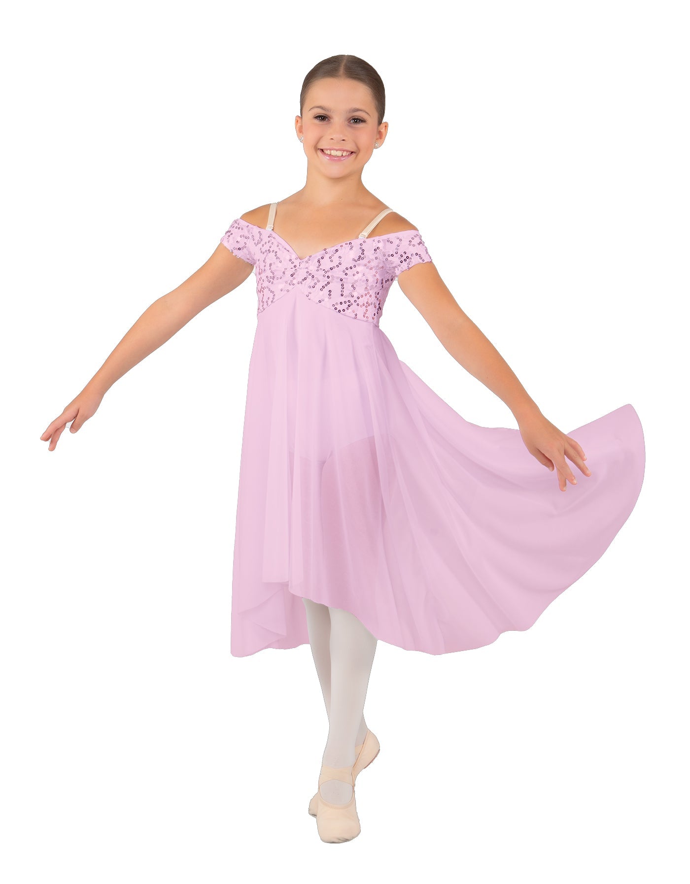 Solid Sequin Lace and Chiffon Propriety Dress