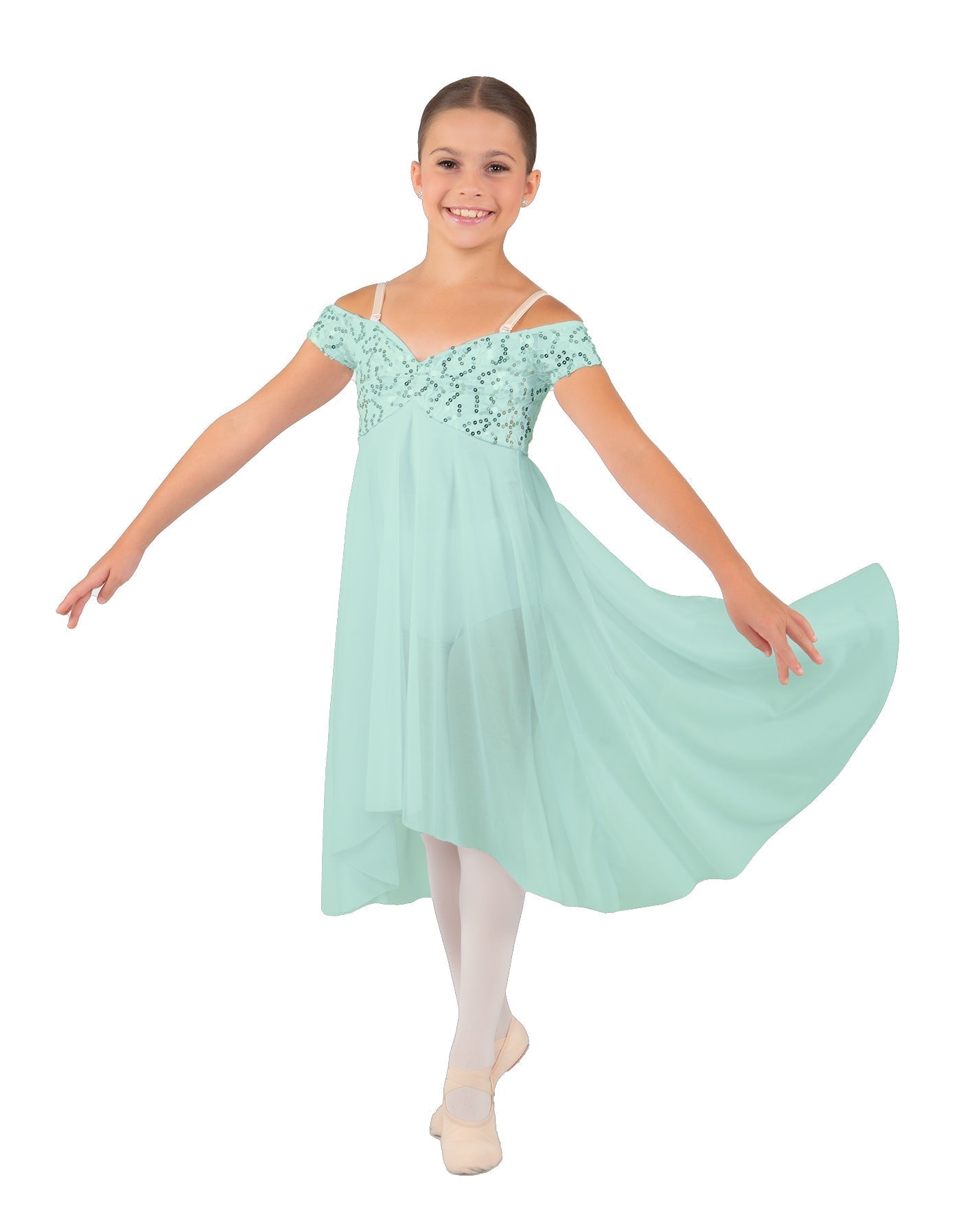 Solid Sequin Lace and Chiffon Propriety Dress