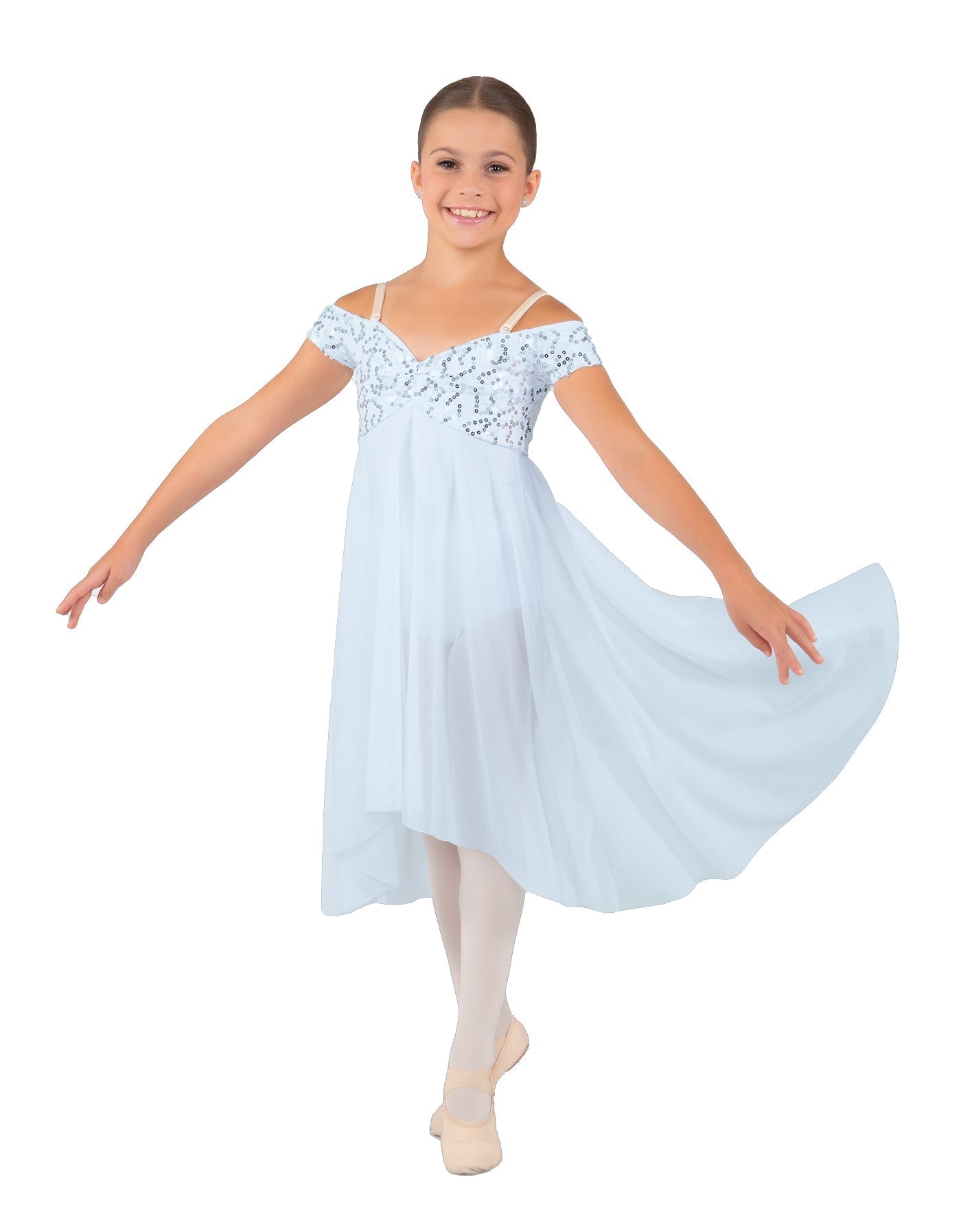 Solid Sequin Lace and Chiffon Propriety Dress