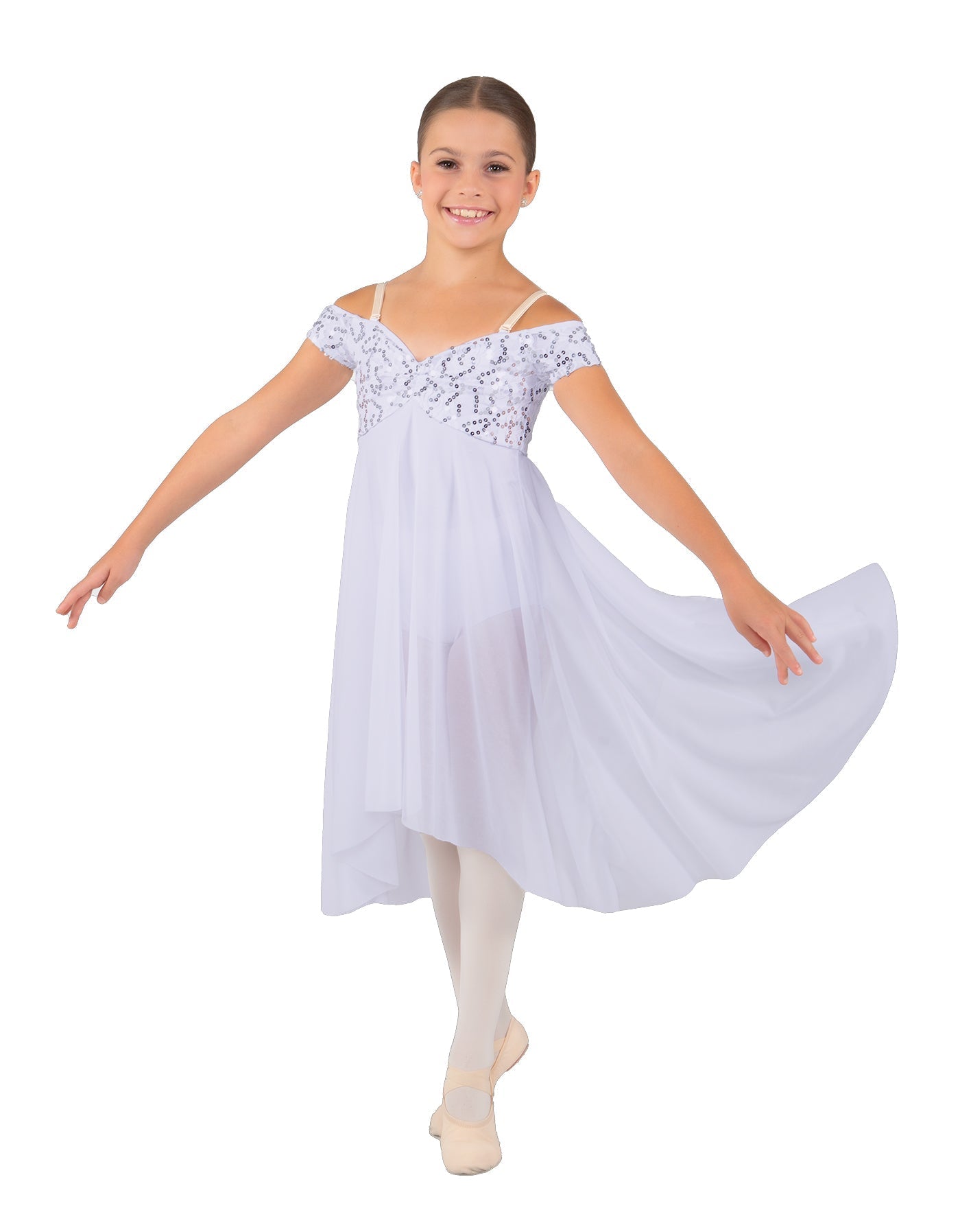 Solid Sequin Lace and Chiffon Propriety Dress