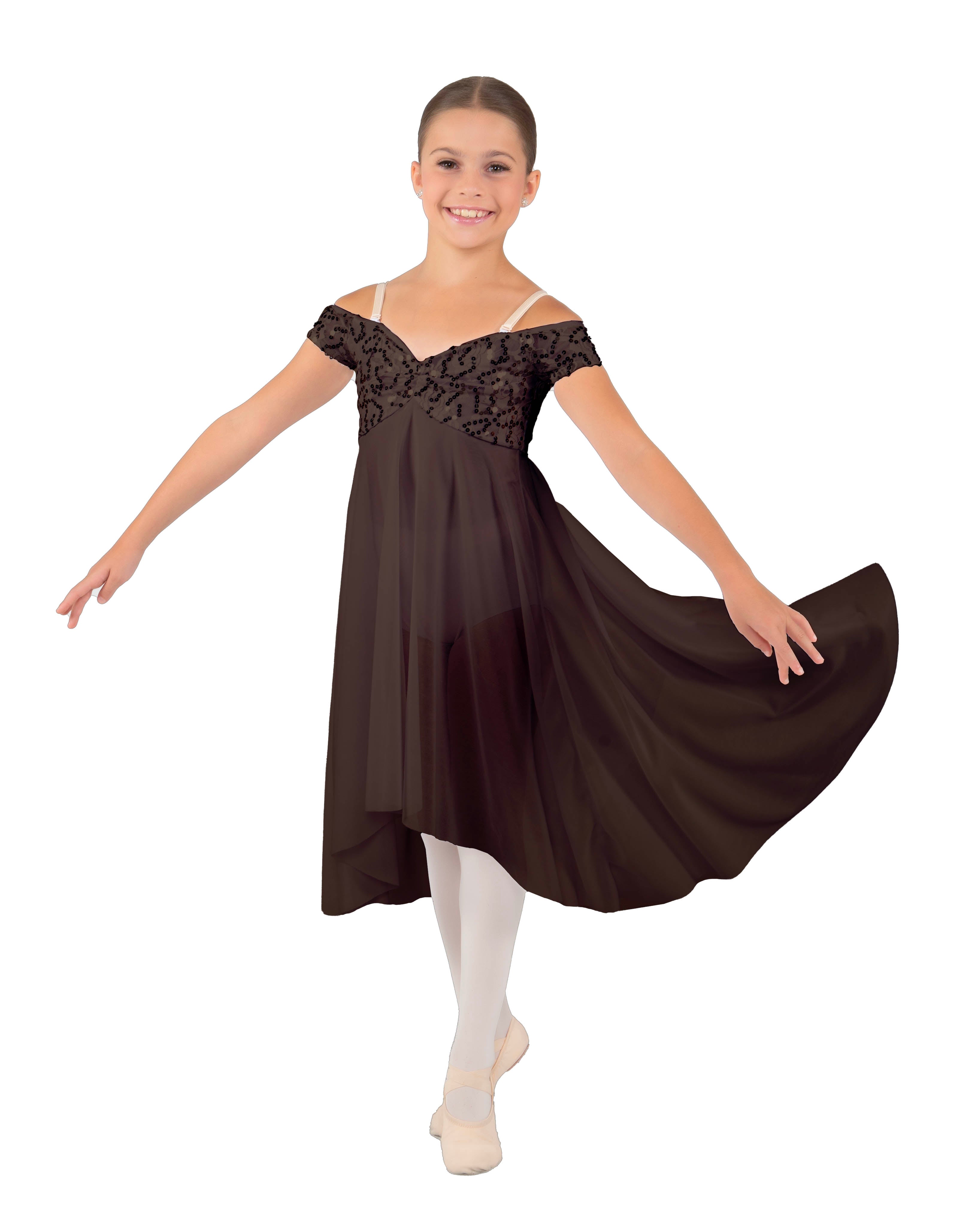 Solid Sequin Lace and Chiffon Propriety Dress