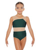 Solid Lycra Defined Leotard Nude Mesh