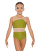 Solid Lycra Defined Leotard Nude Mesh