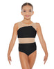 Solid Lycra Defined Leotard Nude Mesh