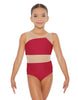 Solid Lycra Defined Leotard Nude Mesh