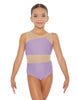 Solid Lycra Defined Leotard Nude Mesh