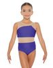Solid Lycra Defined Leotard Nude Mesh
