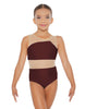 Solid Lycra Defined Leotard Nude Mesh