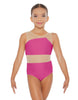 Solid Lycra Defined Leotard Nude Mesh