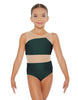 Solid Lycra Defined Leotard Nude Mesh