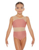 Solid Lycra Defined Leotard Nude Mesh