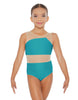Solid Lycra Defined Leotard Nude Mesh