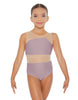 Solid Lycra Defined Leotard Nude Mesh
