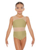 Solid Lycra Defined Leotard Nude Mesh