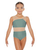 Solid Lycra Defined Leotard Nude Mesh
