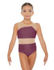 Solid Lycra Defined Leotard Nude Mesh