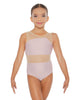 Solid Lycra Defined Leotard Nude Mesh