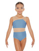 Solid Lycra Defined Leotard Nude Mesh