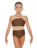 Solid Lycra Defined Leotard Nude Mesh
