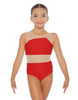 Solid Lycra Defined Leotard Nude Mesh
