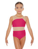 Solid Lycra Defined Leotard Nude Mesh