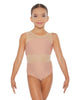 Solid Lycra Defined Leotard Nude Mesh