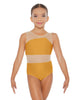 Solid Lycra Defined Leotard Nude Mesh