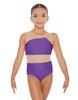 Solid Lycra Defined Leotard Nude Mesh