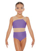 Solid Lycra Defined Leotard Nude Mesh