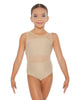 Solid Lycra Defined Leotard Nude Mesh
