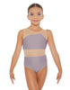Solid Lycra Defined Leotard Nude Mesh