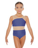 Solid Lycra Defined Leotard Nude Mesh