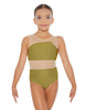 Solid Lycra Defined Leotard Nude Mesh