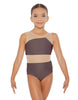 Solid Lycra Defined Leotard Nude Mesh