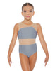 Solid Lycra Defined Leotard Nude Mesh