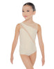 Solid Lycra Sleeveless Spectral Leotard Nude Mesh