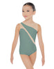 Solid Lycra Sleeveless Spectral Leotard Nude Mesh