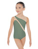 Solid Lycra Sleeveless Spectral Leotard Nude Mesh