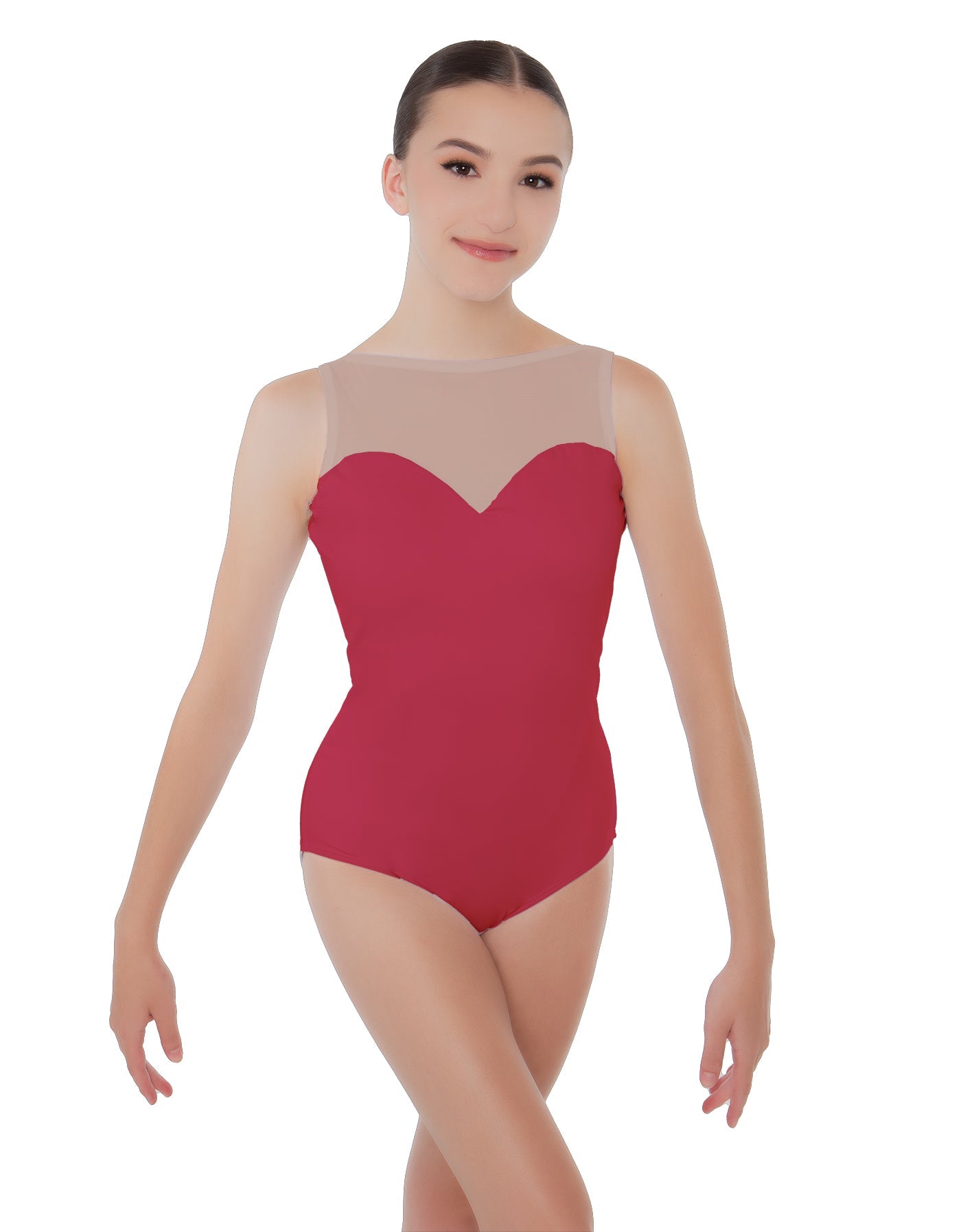 Solid Lycra Mesh Sweetheart Leotard