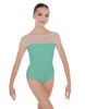 Solid Lycra Mesh Boatneck Leotard with High Back
