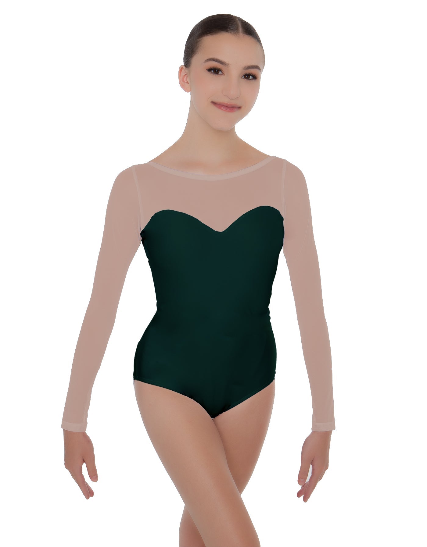 Solid Lycra LS Mesh Sweetheart Leotard