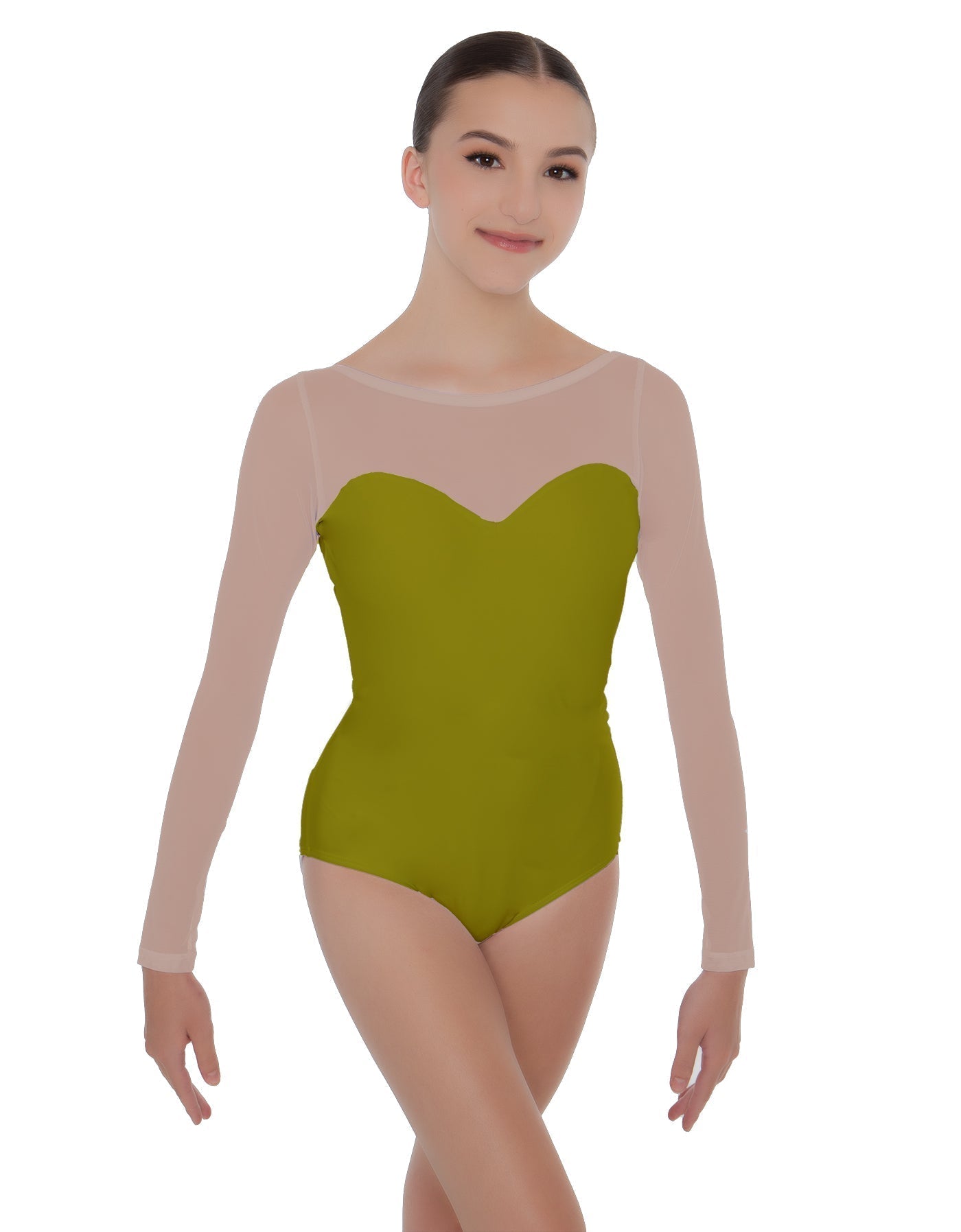 Solid Lycra LS Mesh Sweetheart Leotard