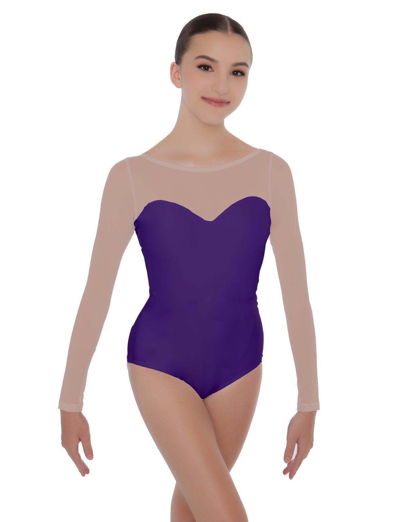 Solid Lycra LS Mesh Sweetheart Leotard