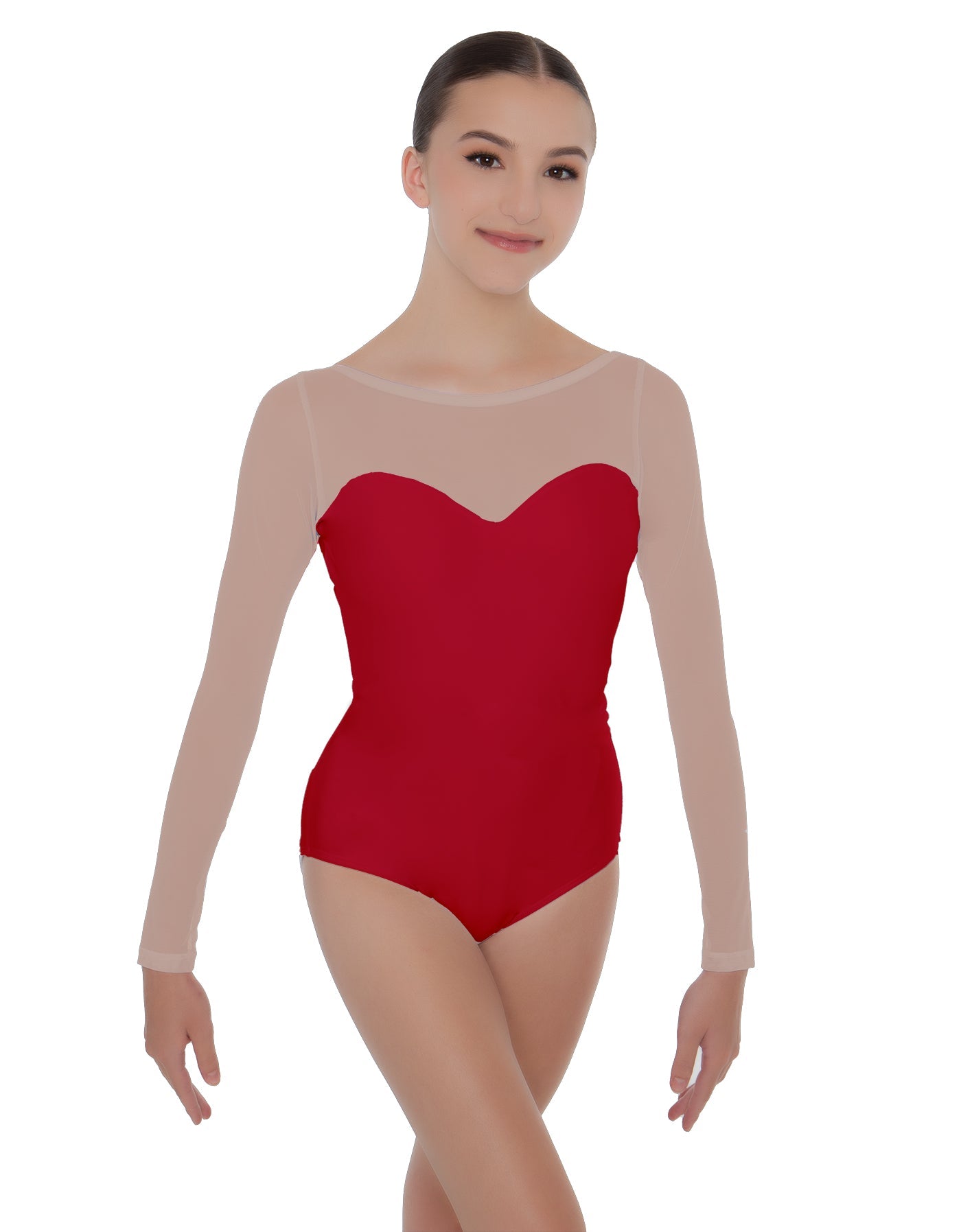 Solid Lycra LS Mesh Sweetheart Leotard